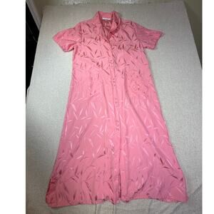 Linda Hartman Women M Pink Silk Blend Long Sleeve Lounge Robe Day Dress Style